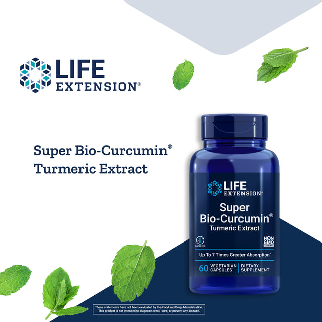 Life Extension Super Bio-Curcumin® Turmeric Extract, 400 Mg - Highly-Absorbable Curcumin for Whole-Body Health Support - Gluten-Free, Non-Gmo - 60 Vegetarian Capsules (2-Month Supply)