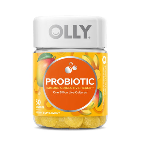 OLLY Probiotic Gummy, Immune & Gut Health, Digestive Supplement, Mango, 50 Ct