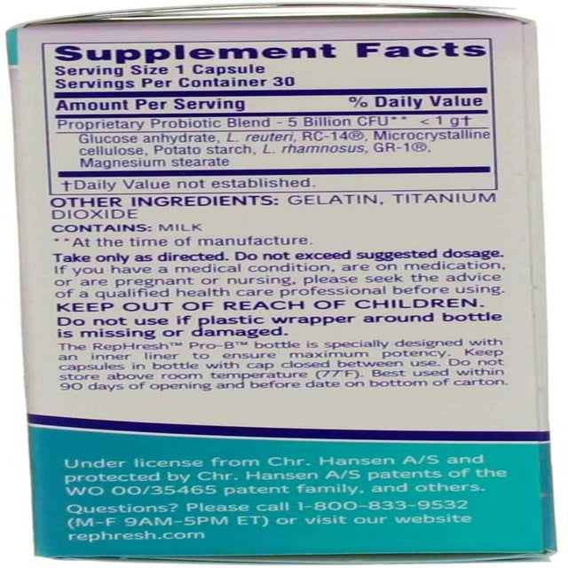 Rephresh Pro-B Probiotic Feminine Supplement, 30 Ea (Pack of 2)