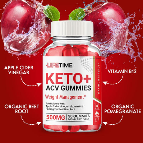 Lifetime ACV Gummies, Lifetime Keto ACV Gummies Lifetime Gummies Weight Loss Supplement, Powerful Formula, Belly Fat Maximum Strength (1 Pack)