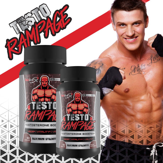 Mengenix Testo Rampage - Maximum Strength Testosterone Booster - Aids in Strength, Stamina, Energy, and Performance