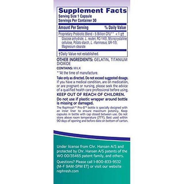 Rephresh Pro-B Probiotic Supplement for Women, 30 Oral Capsules - 2 Pack