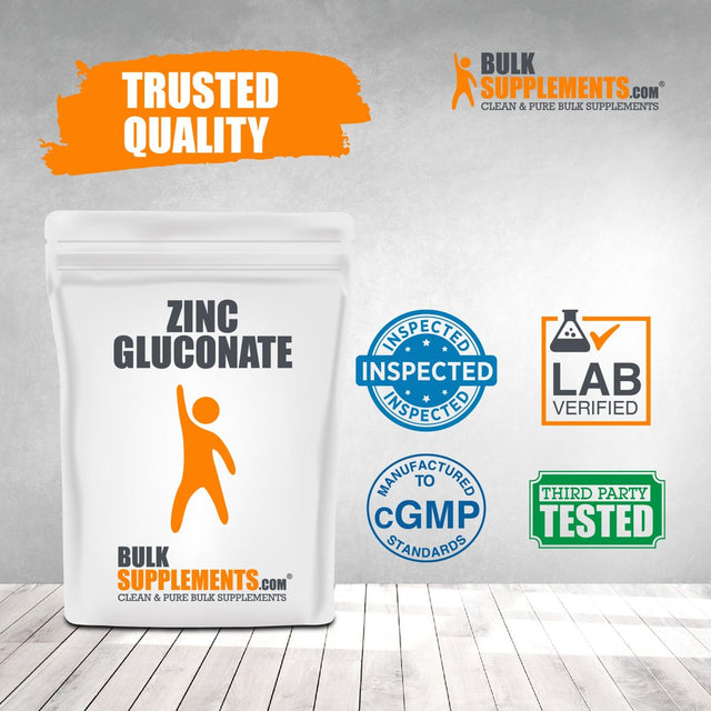 Bulksupplements.Com Zinc Gluconate Powder - Vitamin Zinc - Vegan Zinc - Raw Zinc - Elemental Zinc - Pure Zinc (1 Kilogram - 2.2 Lbs)