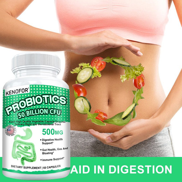 KENOFOR Probiotic 50 Billion for Women and Men with Lactobacillus Acidophilus for Digestive, Colon and Immune Support Daily Gas Relief Dairy-Free