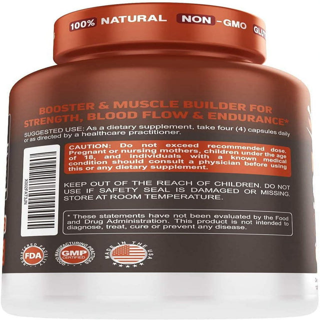High Strength Nitric Oxide Booster with L Arginine, L-Citrulline, Malate, AAKG - Powerful NO for Muscle Growth, Strength, Vascularity, Energy & Blood Flow