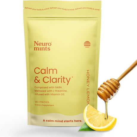 Neuromints Honey Lemon GABA Calm Mints with Vitamin D3 and L Theanine Nootropics, 90-Count