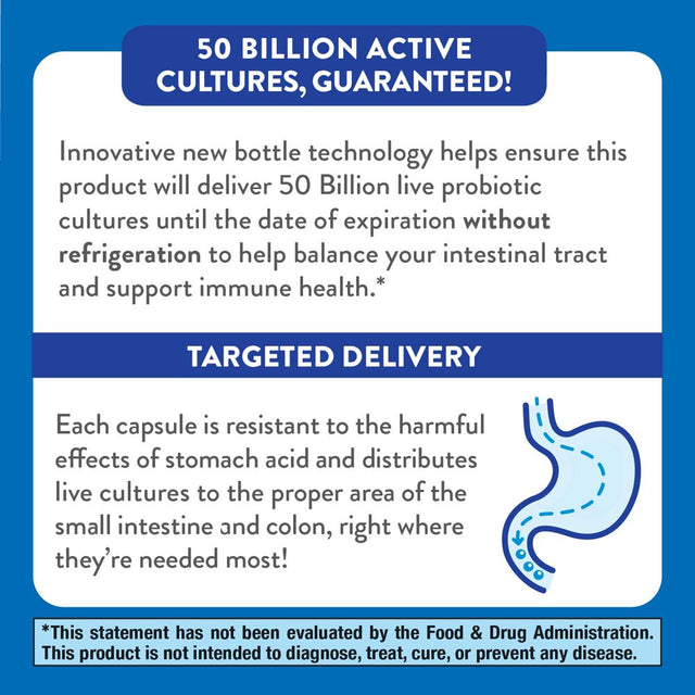 Nature’S Way Fortify Extra Strength Daily Probiotic, 50 Billion Live Cultures, 11 Strains, Prebiotic, 30 Capsules