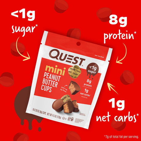 Quest Mini Peanut Butter Cups, Low Carb, High Protein, 16 Ct