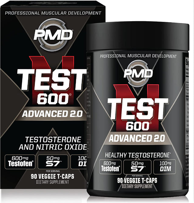 PMD Sports N-Test 600 Advanced Nitric Oxide Booster for Men - with Clinically Studied Testofen - Lean Muscle and Strength Gains with Estrogen Suppression (90 Veggie -Caps)