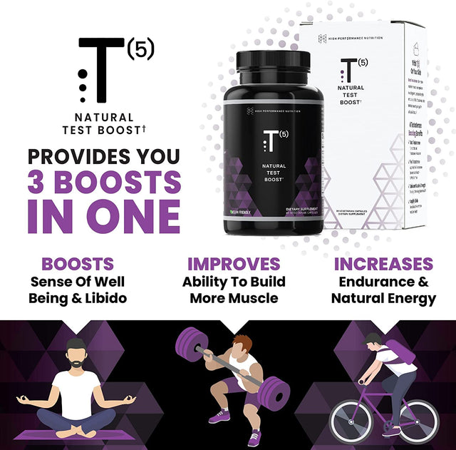 HPN T(5) Testosterone Optimization Booster | Natural Testosterone Supplement with Testofen | Increase Endurance & Energy | Improve Ability to Build Muscle with LJ100 | Vegan Friendly | 81 Capsules