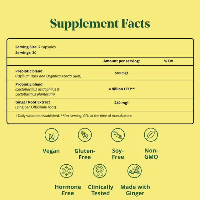 Super Powered Prebiotic + Probiotic for Women, Effective 3-In-1 Multi-Action Formula to Nourish Gut Health, Soothe IBS, Support Bloat Relief & Immunity Boost, Clinically-Studied (60 Ct)