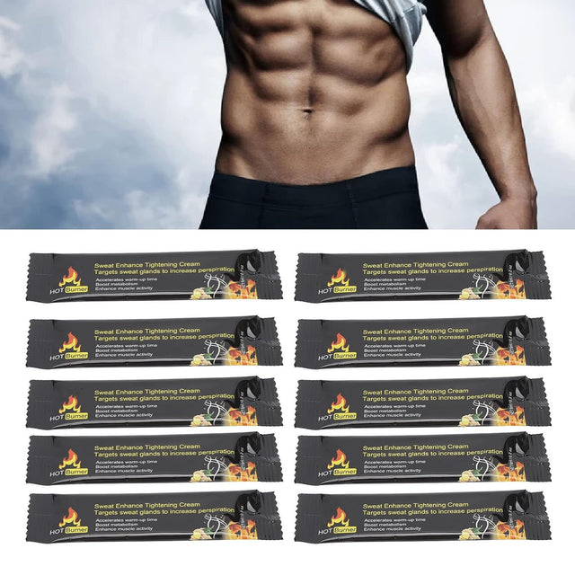 Sweat Workout Enhancer, Soothe Muscles 6Ml Burn Calories Belly Burning Cream Comfortable 10Pcs Improve Exercise Efficiency for Gym