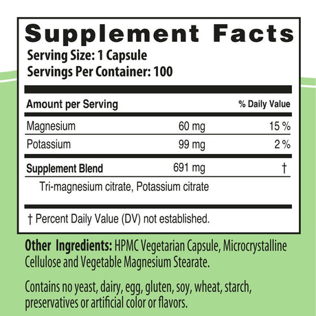 Naturalslim Magicmag®C - anti Stress Magnesium Citrate Capsules W/ Potassium, 100 Ct