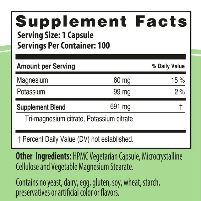 Naturalslim Magicmag®C - anti Stress Magnesium Citrate Capsules W/ Potassium, 100 Ct