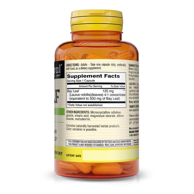 Mason Natural Bay Leaf - Healthy Blood Sugar Balance and Cholesterol Levels, 60 Capsules