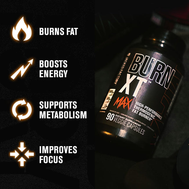 Jacked Factory Burn-Xt Max - High-Performance Thermogenic Fat Burner & Appetite Suppressant for Men & Women W/Purcaf Organic Caffeine, Mitoburn, Green Tea, Acetyl L Carnitine & More - 90 Capsules