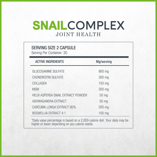 VITASEI Snail Complex Collagen Joint Support Supplement for Women & Men, Supports Mobility & Flexibility, Organic Dietary MSM Supplement, Non-Gmo, Gluten-Free - 60 Pills (Pack of 2)