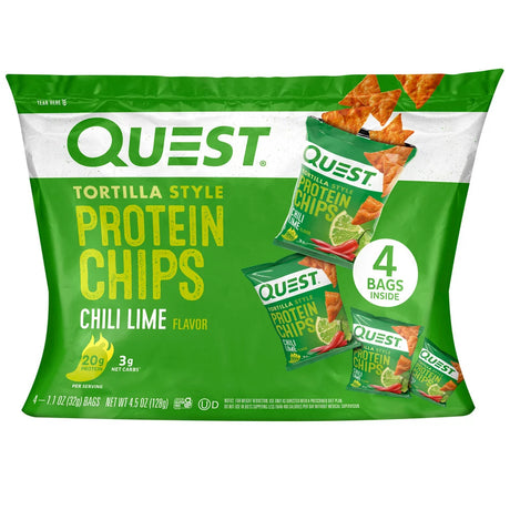 Quest Tortilla Style Protein Chips, Chili Lime, Gluten Free, 1.1Oz, 4Ct