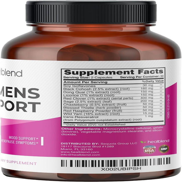 Healblend (2 Pack) Women'S Support Supplements - Reduces Menopause Symptoms, Hormonal Balance, Promote Healthy Mood - 60 Capsules