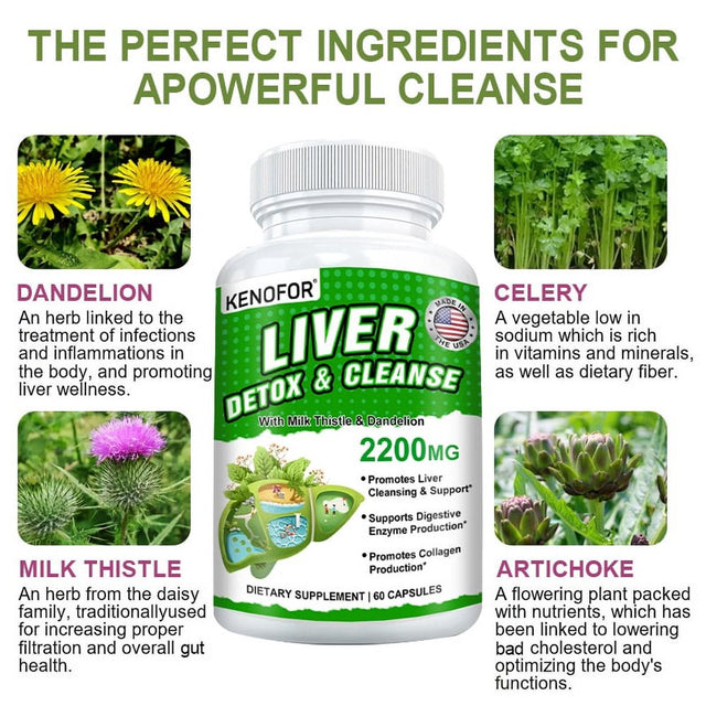KENOFOR Liver Cleanse Detoxification and Repair - Artichoke Extract Liver Health Formula for Liver Detoxification, Digestion and Cleansing.