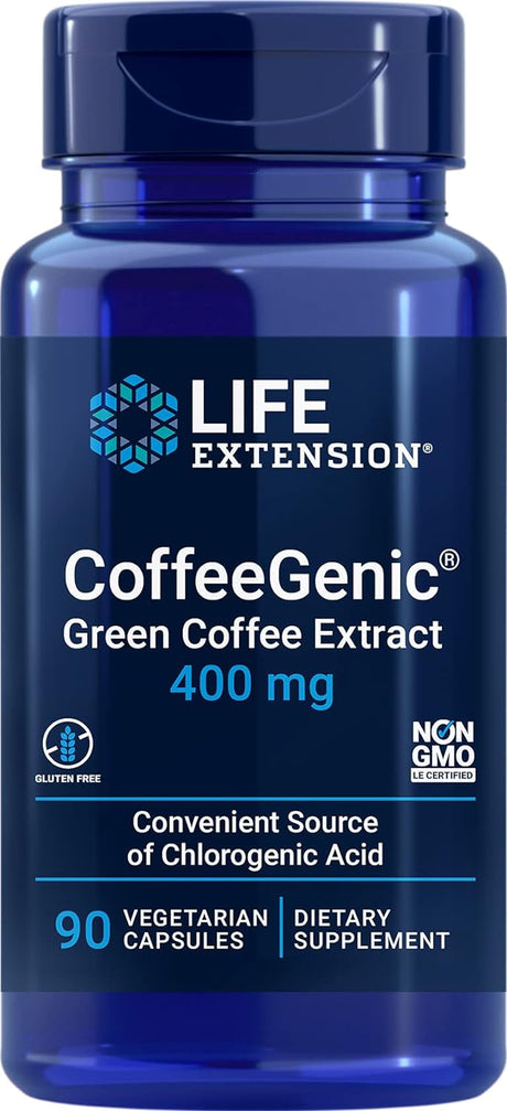 Life Extension Coffeegenic Green Coffee Bean Extract – 50% Chlorogenic Acids – Gluten-Free, Non-Gmo – 90 Vegetarian Capsules
