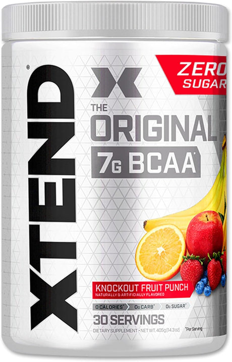 XTEND Original BCAA Powder Knockout Fruit Punch | Sugar Free Post Workout Muscle Recovery Drink with Amino Acids | 7G Bcaas for Men & Women | 30 Servings