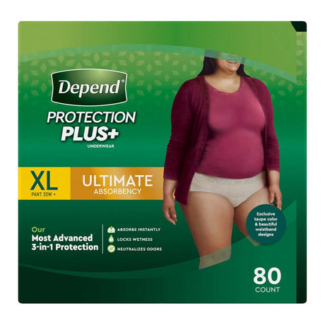 Depend Protection plus Ultimate Underwear for Women, XL (80 Count)