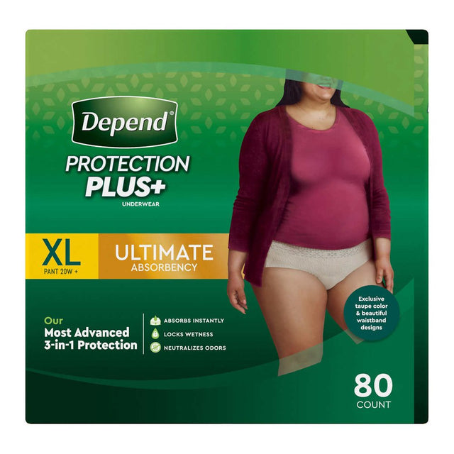 Depend Protection plus Ultimate Underwear for Women, XL (80 Count)