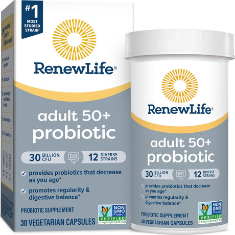 Renew Life Adult 50+ Probiotic Supplement, 25 Billion CFU, 30 Capsules