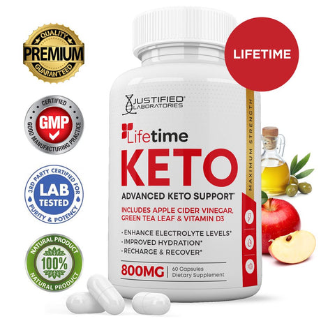 Lifetime ACV Pills 1275Mg Stronger than Gummies Advanced Keto Support 60 Capsules