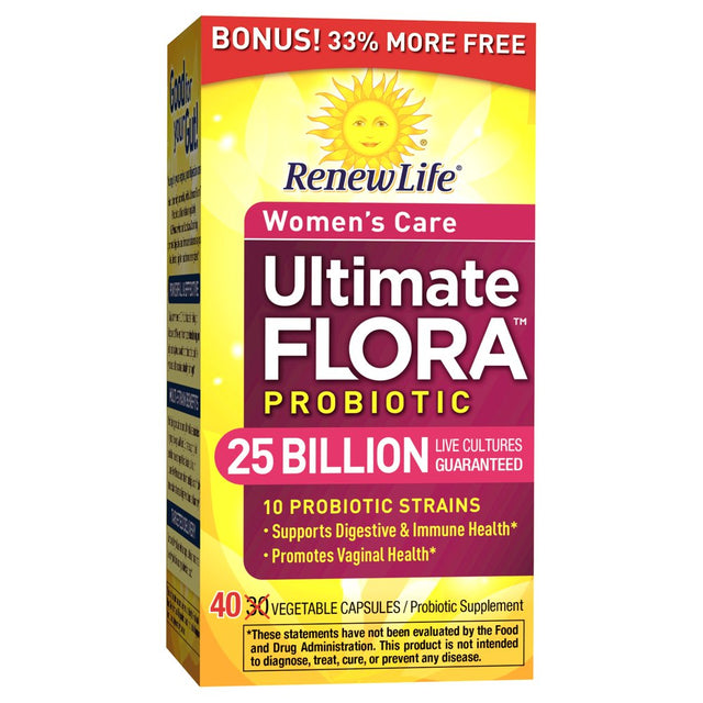 Renew Life - Ultimate Flora Probiotic Women'S Care - 25 Billion - 40 Vegetable Capsules