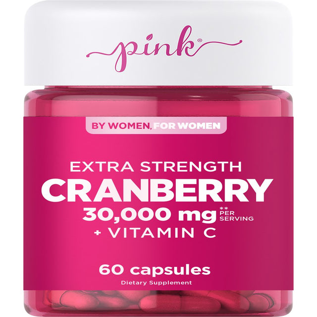 Pink Cranberry Pills for Women | 60 Capsules | plus Vitamin C | Non-Gmo & Gluten Free Extract Supplement