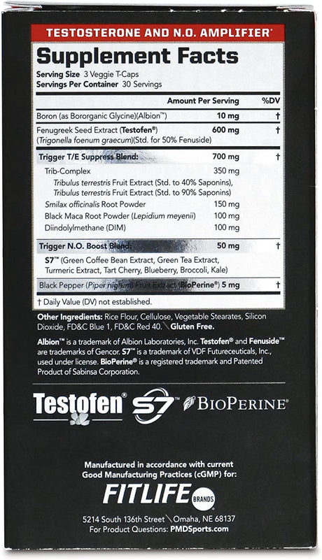 PMD Sports N-Test 600 Advanced Nitric Oxide Booster for Men - with Clinically Studied Testofen - Lean Muscle and Strength Gains with Estrogen Suppression (90 Veggie -Caps)