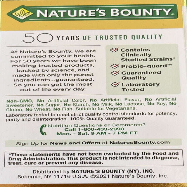 Nature'S Bounty Ultra Strength Probiotic 10, 70 Capsules
