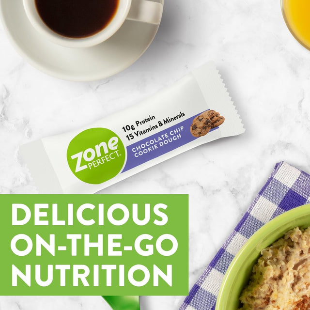 Zoneperfect Protein Bars, Chocolate Chip Cookie Dough, 10G of Protein, Nutrition Bars with Vitamins & Minerals, Great Taste Guaranteed, 30 Bars