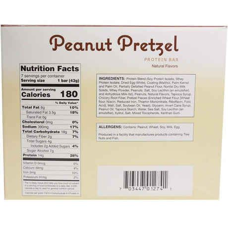 Nutriwise - Peanut Pretzel Crispy Diet Bar | Low Sugar, Low Cal, Low Carb, High Protein, Gluten Free (7/Box)