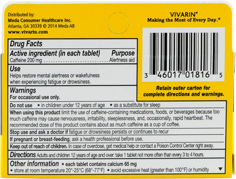 Vivarin® Brand Alertness Aid, 16 Tablets per Box (Pack of 6 Boxes)