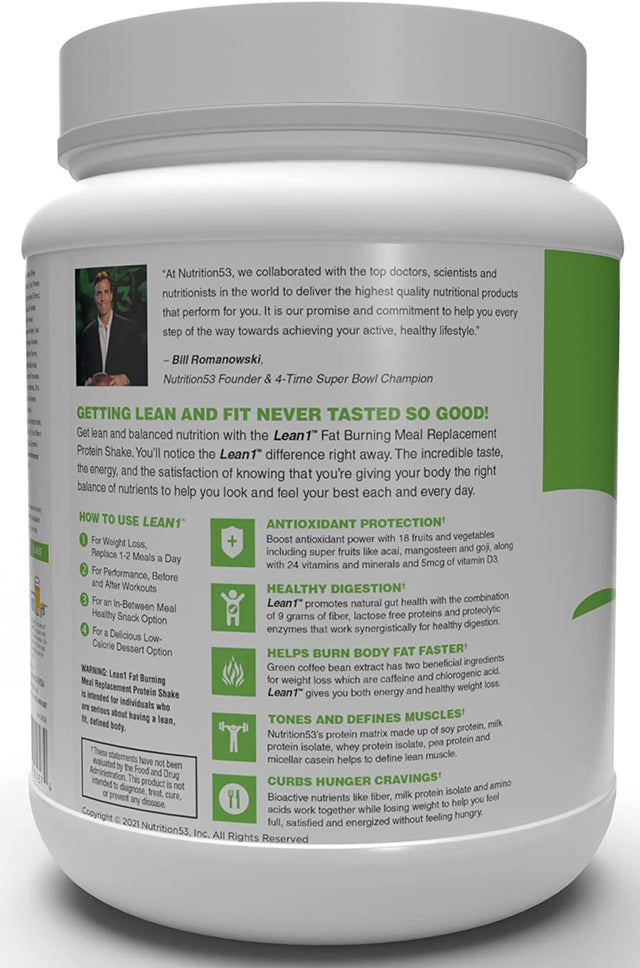 Lean1 Mango, 15 Serving Tub, Fat Burning Meal Replacement by Nutrition53
