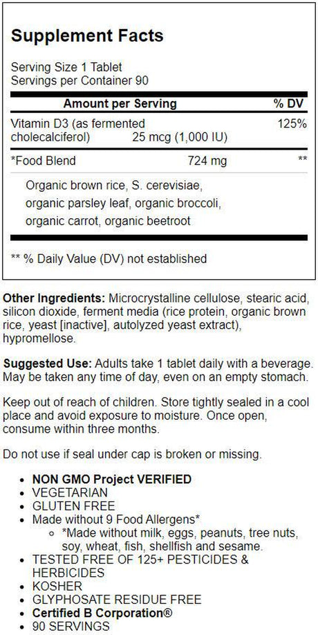 Megafood - Vitamin D3 1000 IU - 90 Tablets