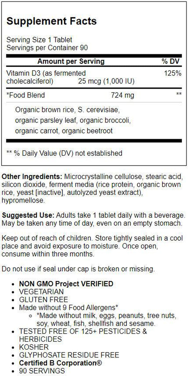 Megafood - Vitamin D3 1000 IU - 90 Tablets