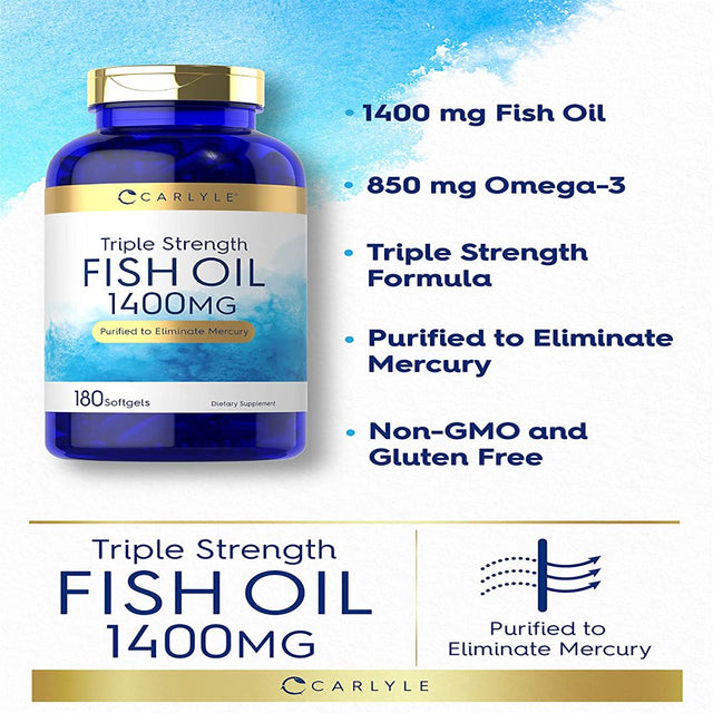 Triple Strength Fish Oil | 180 Softgels | Omega 3 Supplement | by Carlyle