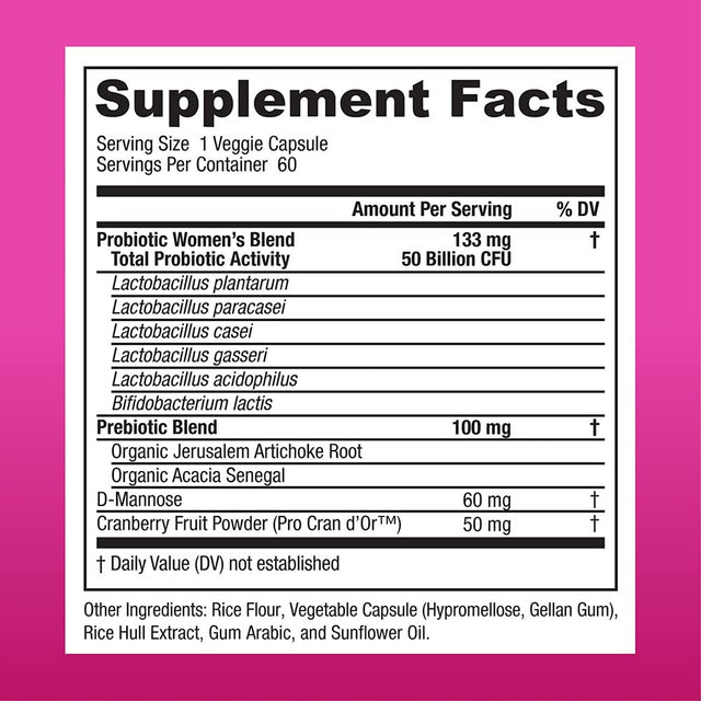 Physician'S Choice Women'S Probiotic 50 Billion CFU Capsules, 60 Count, Digestive, Urinary Health, & Feminine Health