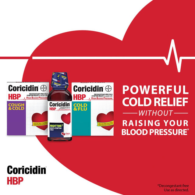 Coricidin HBP, Cold & Flu Relief Tablets, High Blood Pressure, 10 Count