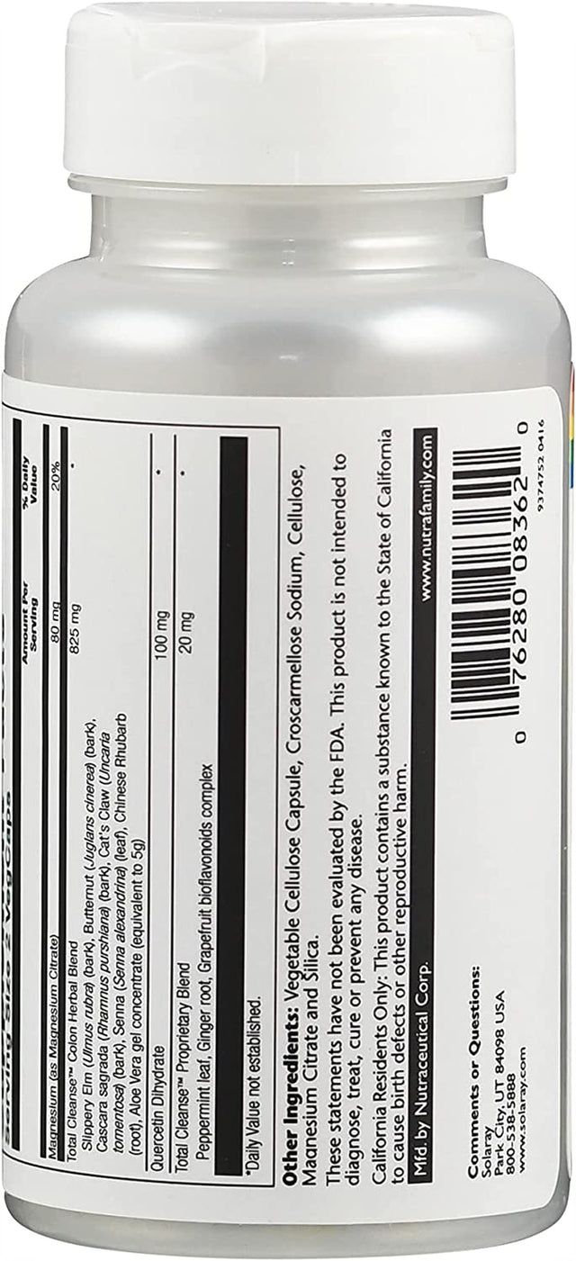 SOLARAY Total Cleanse Colon, Veg Cap (Btl-Plastic) | 60 Count