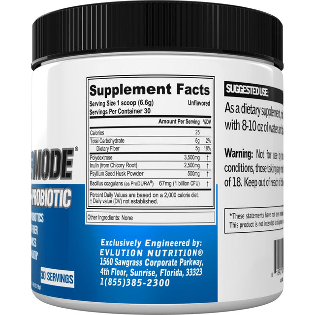 Probiotic Fiber Powder - EVL Fibermode Soluble Fiber Supplement Probiotics for Men & Women - 1 Billion CFU Probiotics 5G Fiber 30 Servings - Immune Support, Gut & Digestive Health