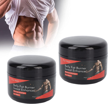 2Pcs Hot Sweat Cream, Male Abdominal Muscle Sweating Cream, Lines Shaping Cream, Strengthening Muscle Massage Cream, Muscles Burn Calories Slimming Cream for Fitness 60G