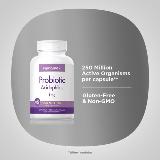 Probiotic Acidophilus 250 Million Active Organisms | 240 Capsules | by Piping Rock