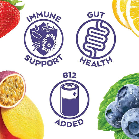 Probiotic Kombucha Best Sellers Variety 12 Pack - Organic, 2 Billion Probiotics for Gut Health - Mango Passionfruit, Blueberry Mint and Strawberry Lemonade