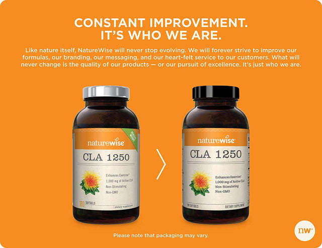Naturewise CLA 1250 Support Exercise Naturally (2-Month Supply), Support Fitness Goals, Supports Healthy Energy Levels 180 Count