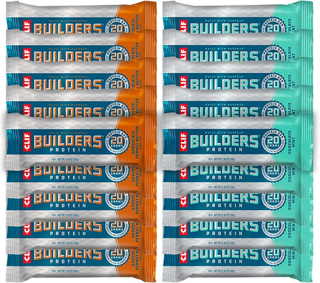 Clif Bar - Builder'S Protein Bar Variety Pack, 20G of Protein (Chocolate Mint & Chocolate Peanut Butter) - 18 Count